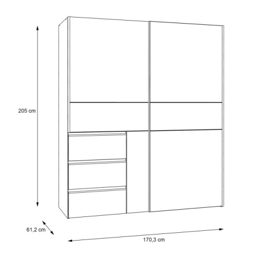 Szafa przesuwna z lustrem i szufladami 170 cm Dąb Sonoma